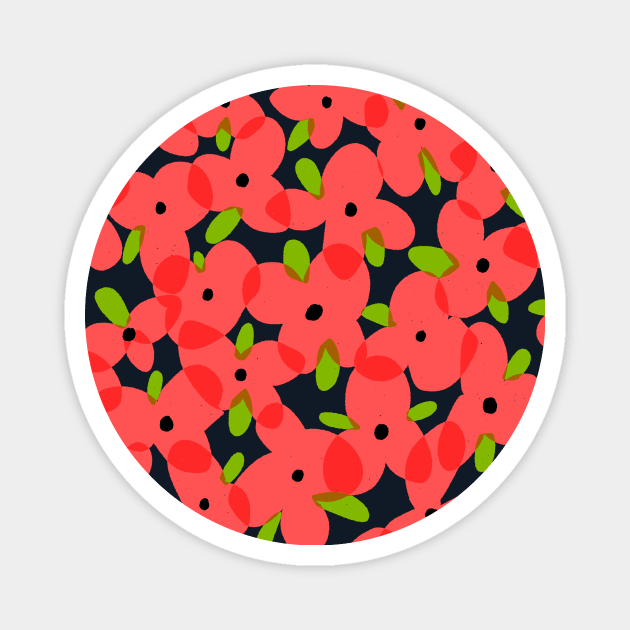 Coral colour flowers pattern Magnet by covostudio